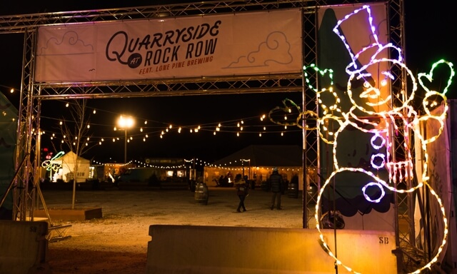 Quarryside sign at night
