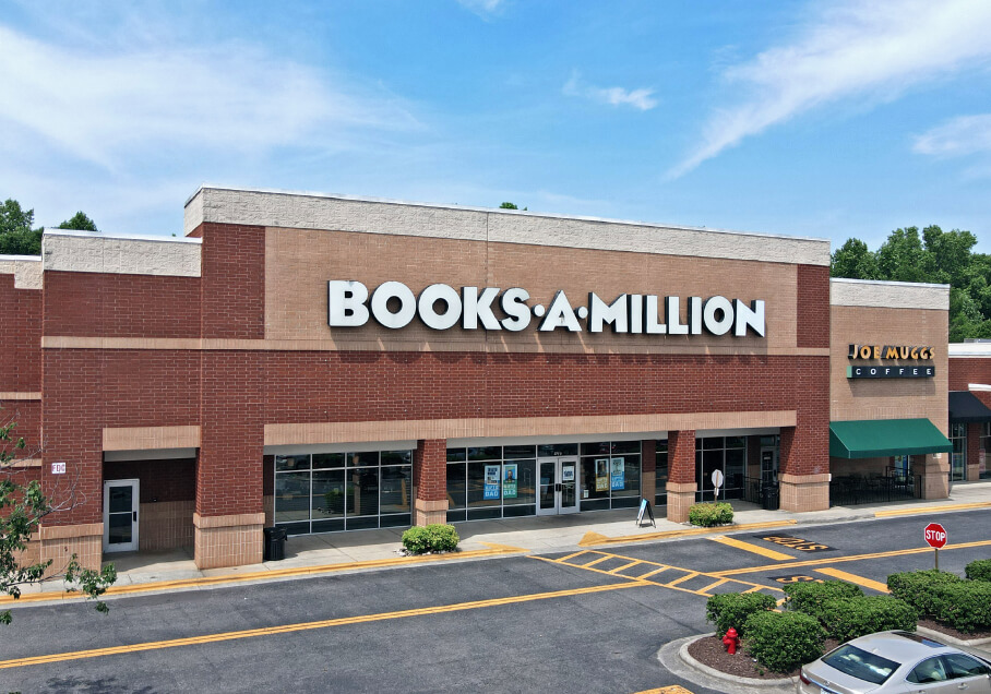 View of Books a Million at Franklin Square III Shopping Center in Gastonia, North Carolina.