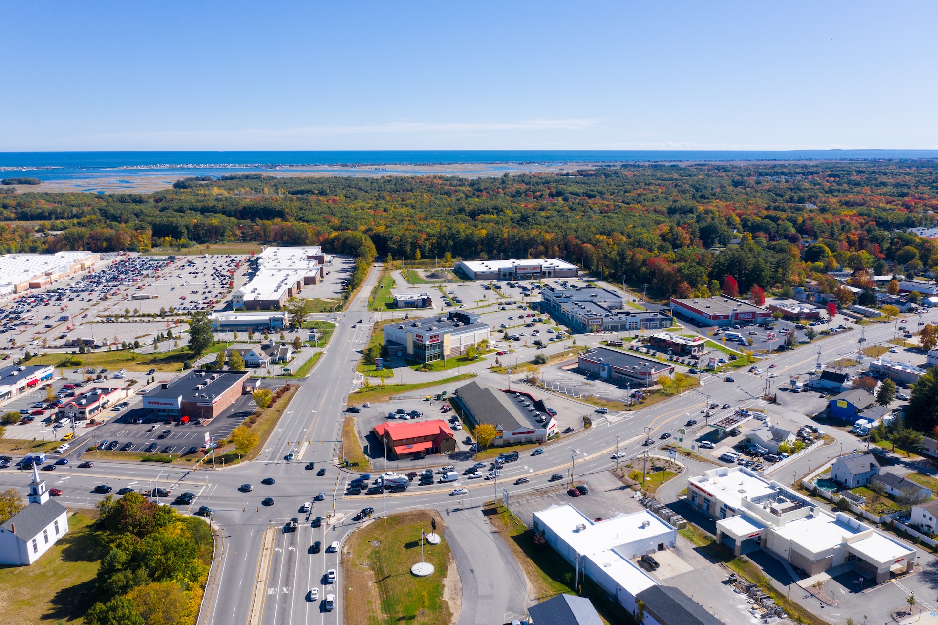 Seabrook Crossing aerial view featuring development and ocean in the background